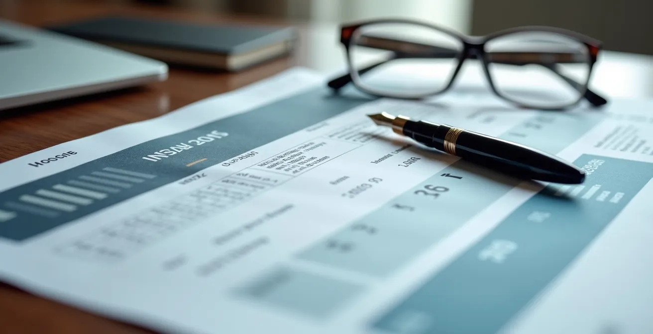 Documenti finanziari organizzati su scrivania italiana moderna