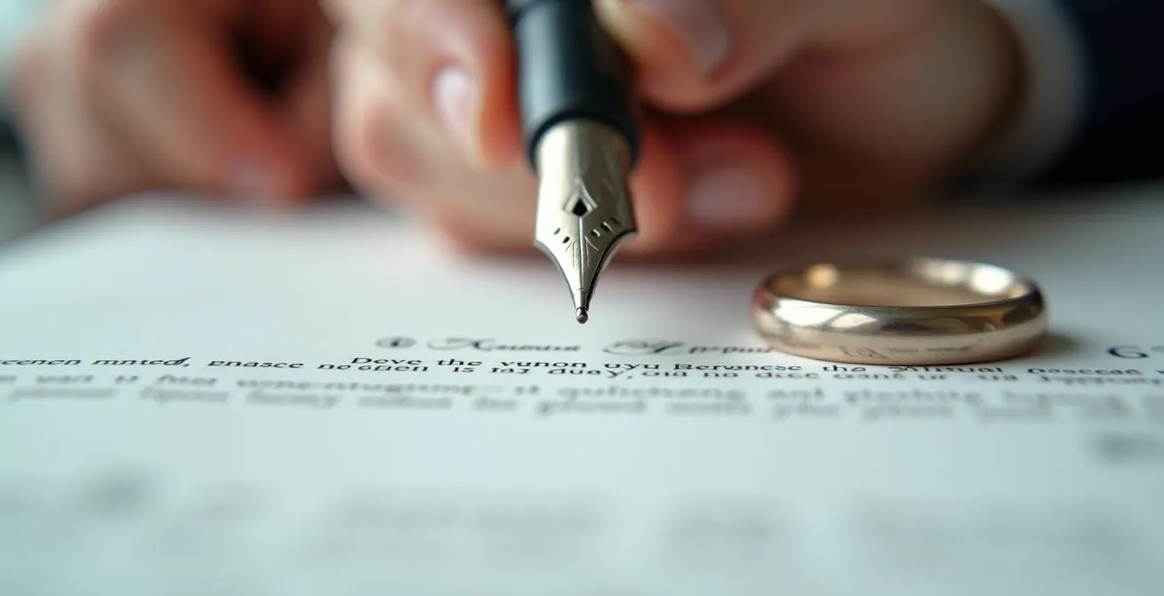 Giovane coppia italiana firma documenti acquisto prima casa con notaio