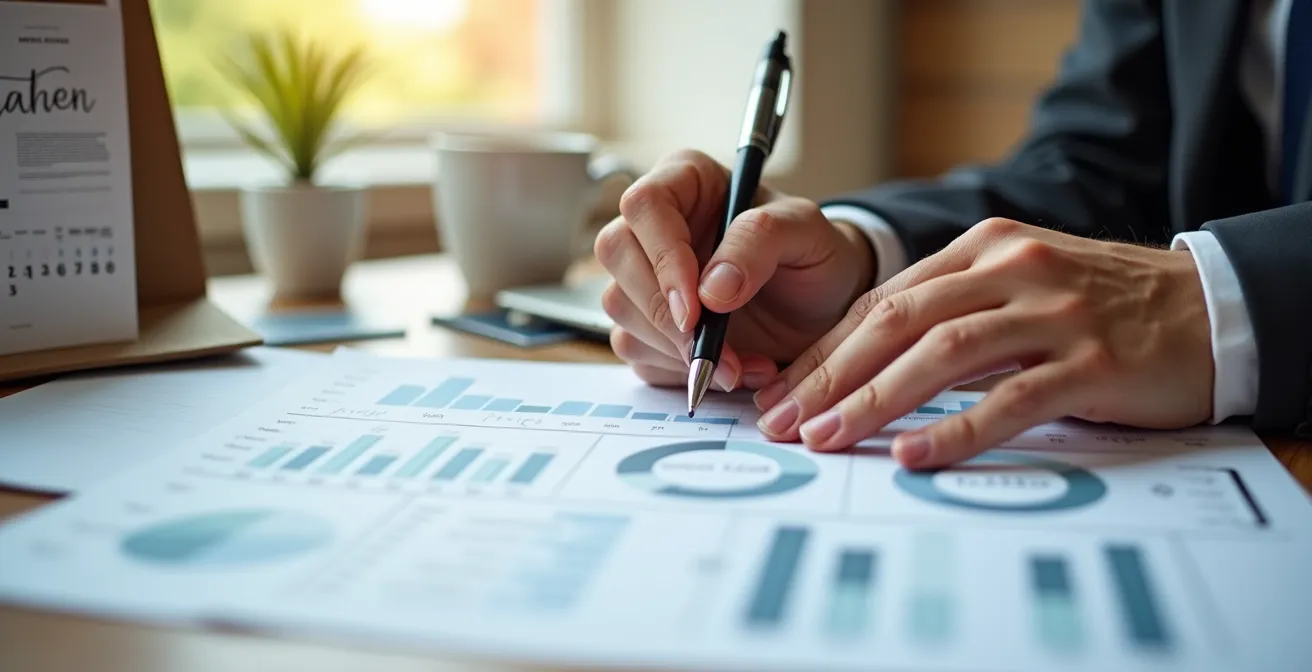 Pianificazione finanziaria con grafici e calendario per scadenze di novembre